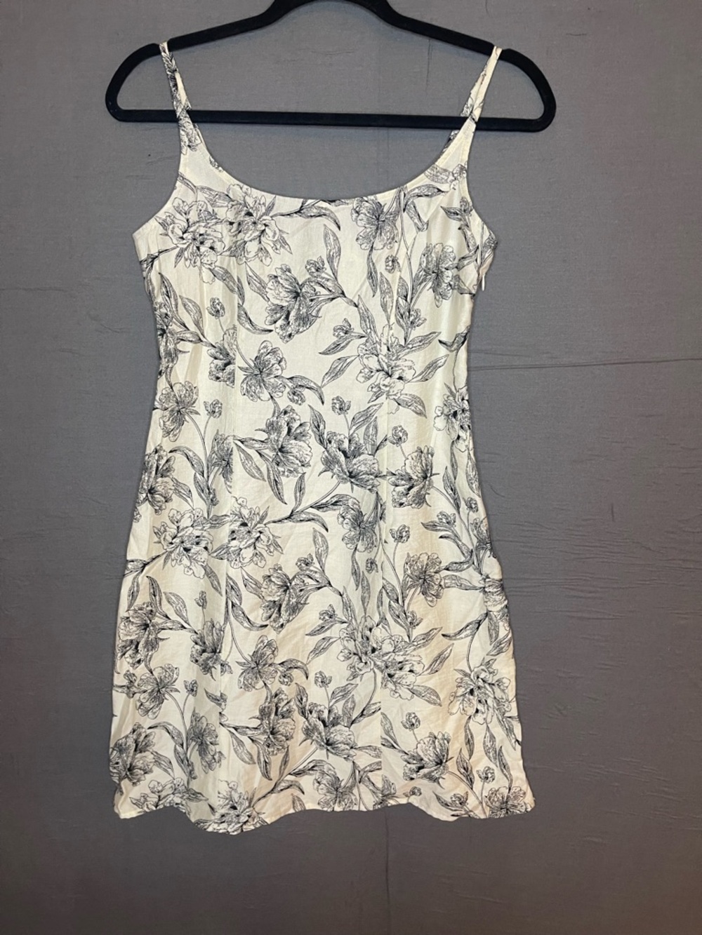 NWT A New Day Floral Mini Slip Dress Size 2 Black White Smocked Back Summer